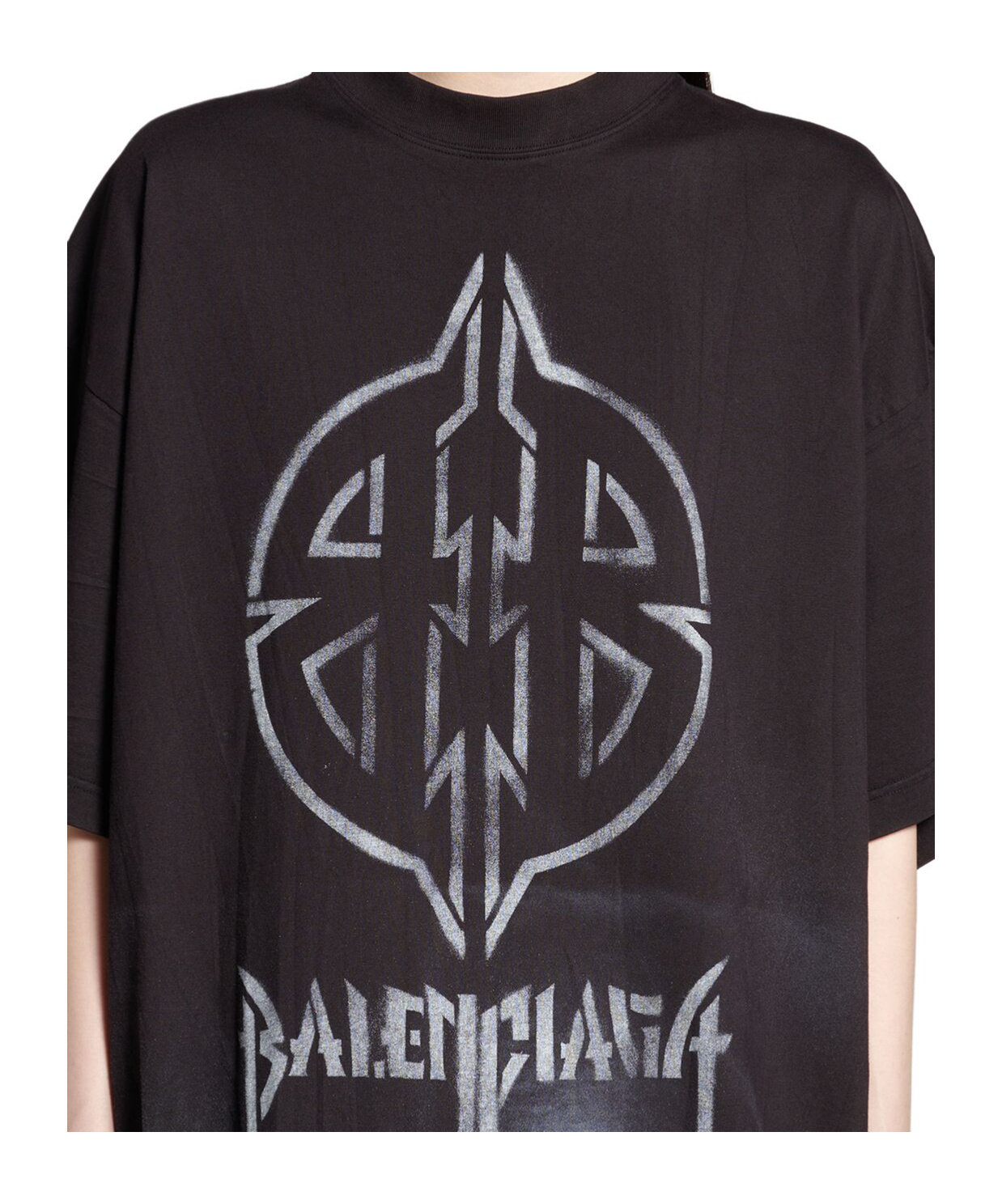 Shop Balenciaga Metal Bb Stencil Cotton T-shirt In Black