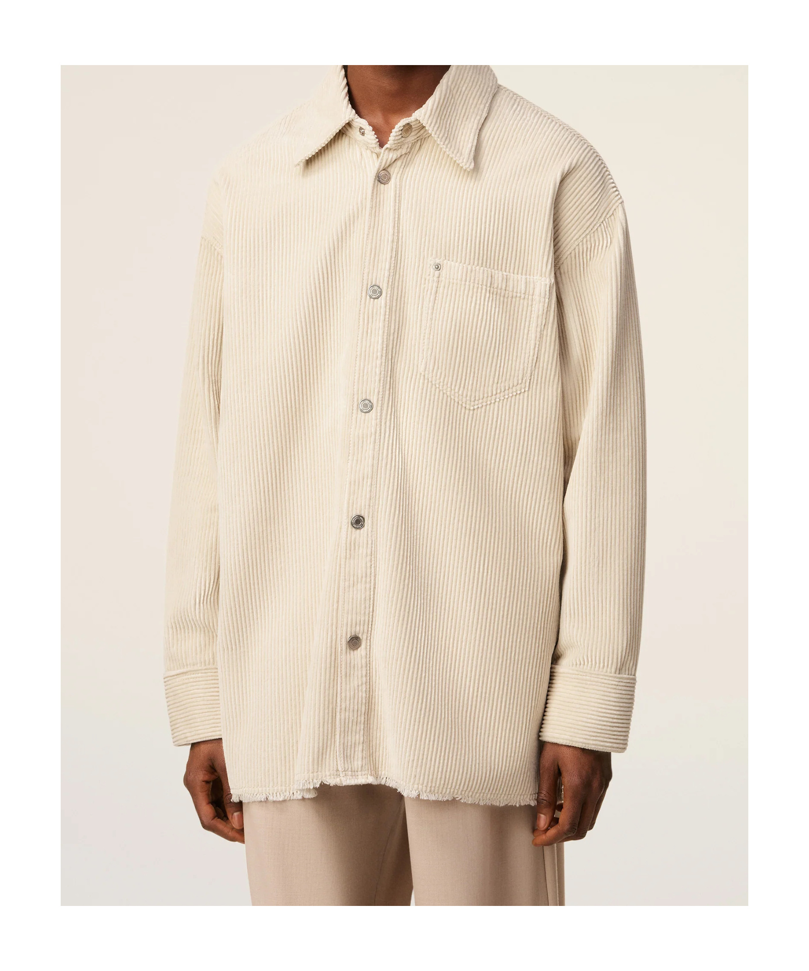 Ami Alexandre Mattiussi White Cotton Corduroy Side Slit Overshirt White In White