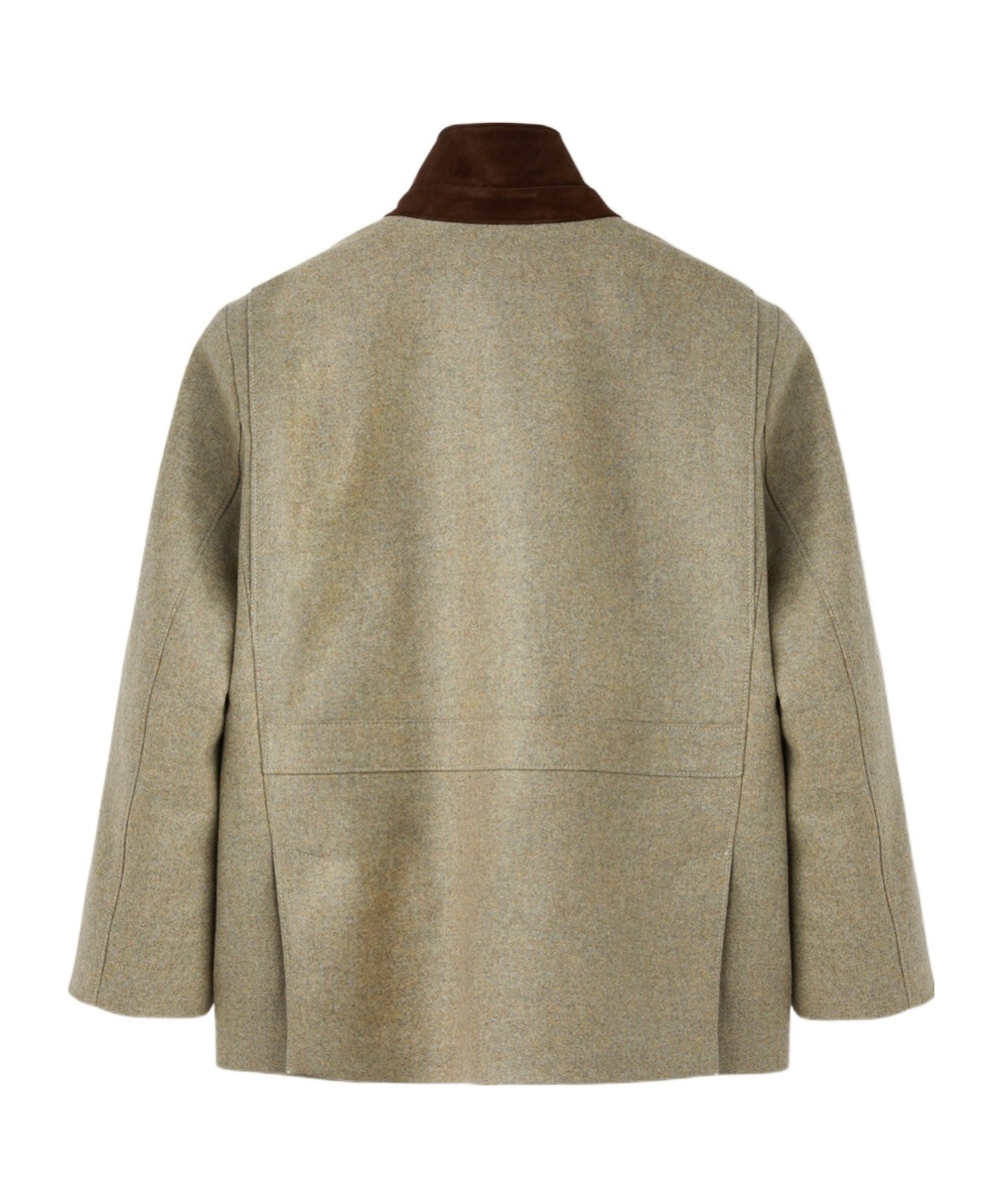 Loro Piana New-cut Wool Cashmere Button Stand-collar Casual Jacket In Beech Mixed Color