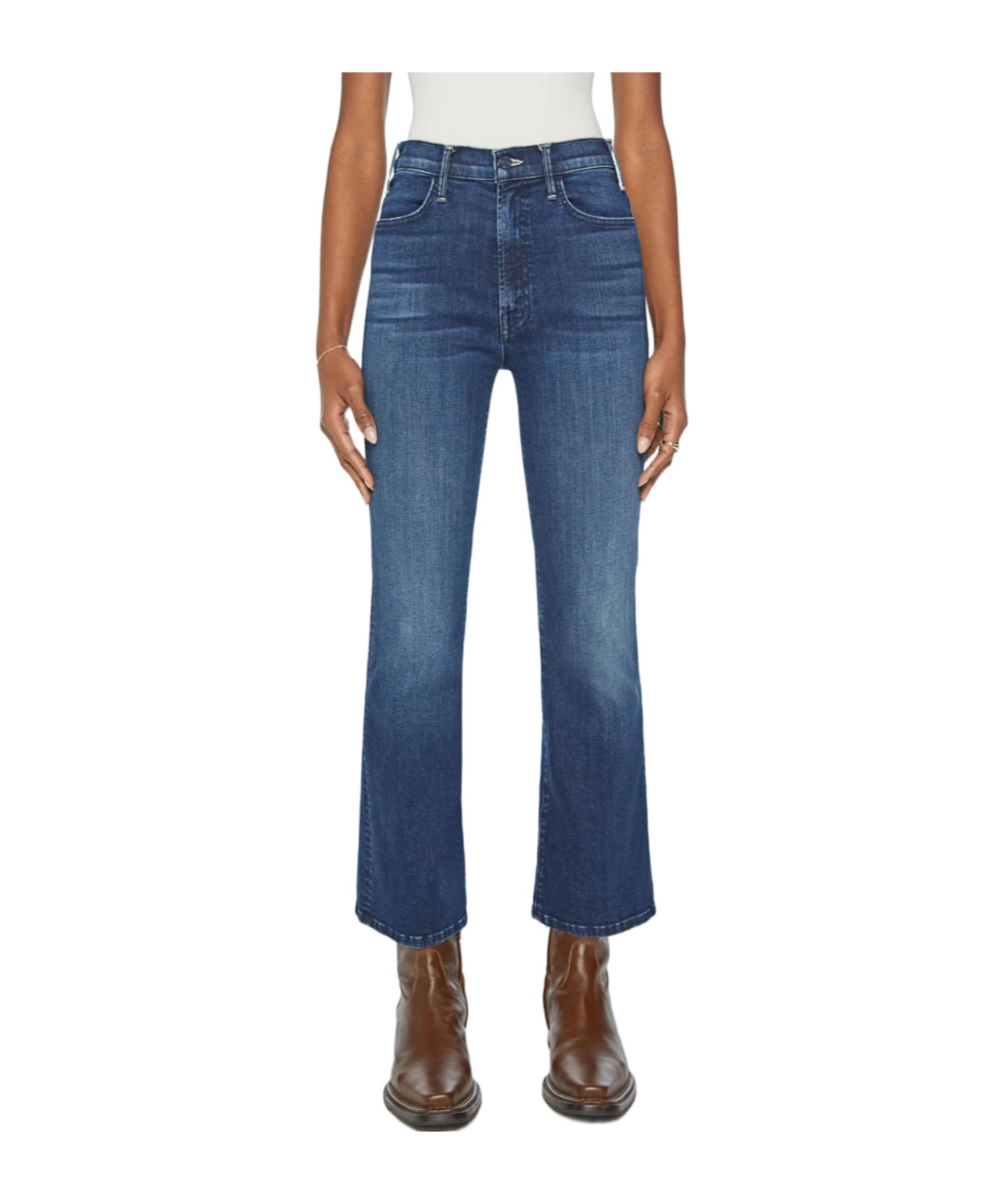 Mother Hustler Ankle Heirloom Jean In Dark-blue Wash In Blue