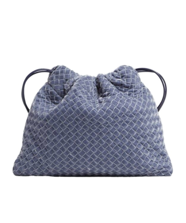 Bottega Veneta Velvet Lambskin Dustbag Shoulder Bag In Blue