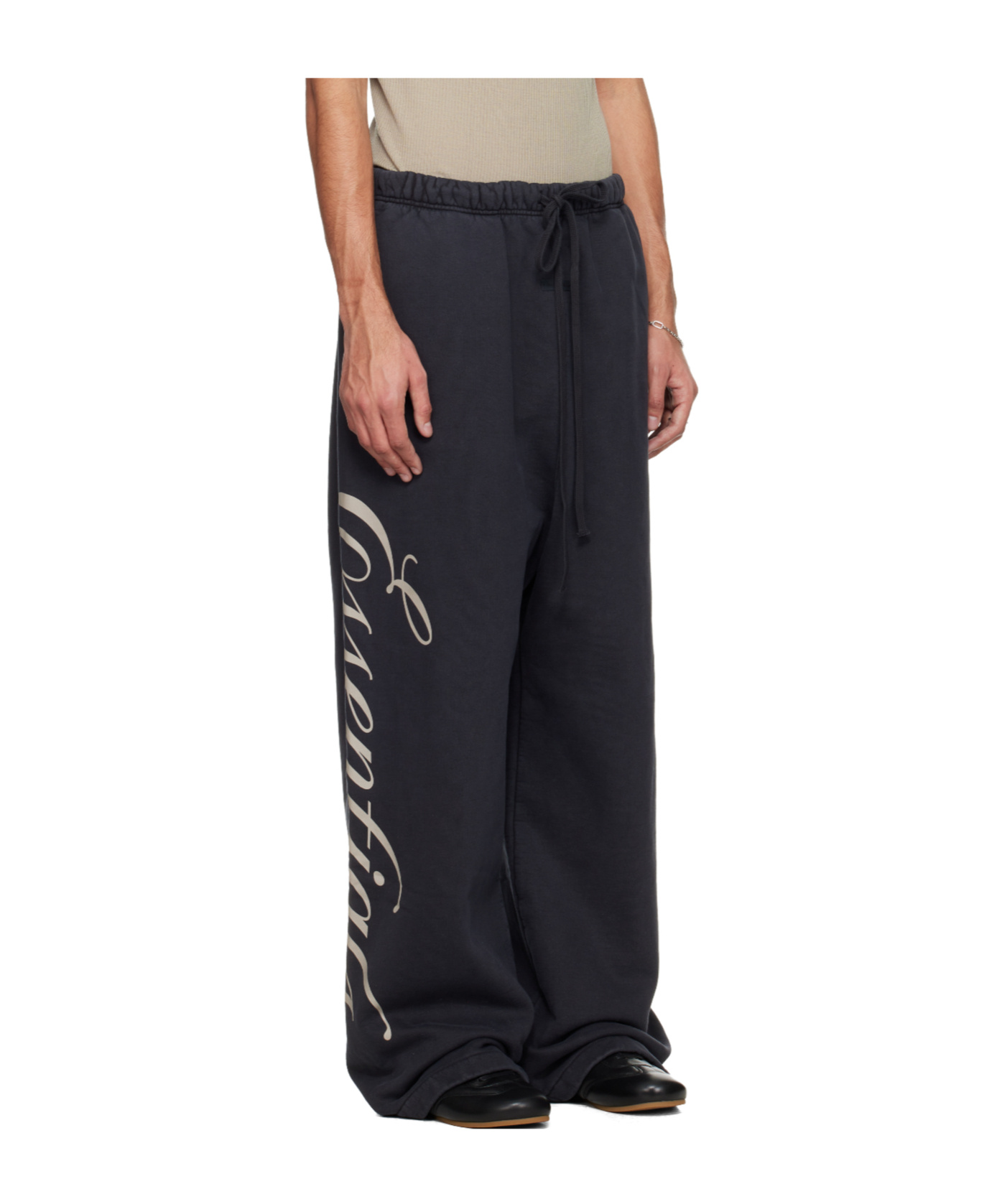 Essentials Drawstring Elastic Waist Sports Pants In Black