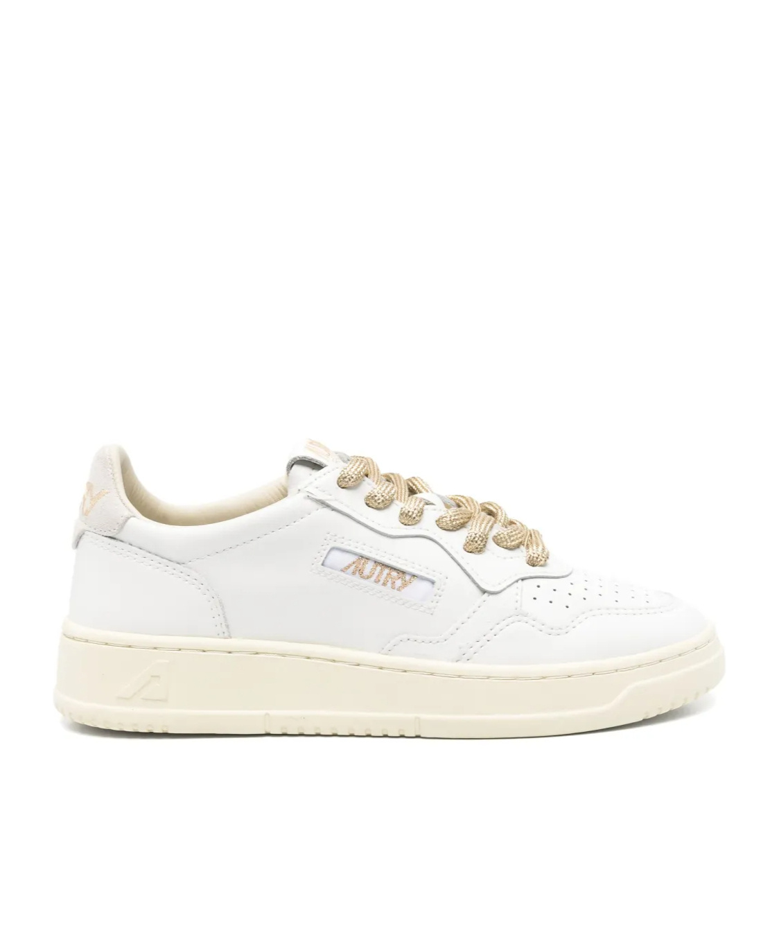 Autry Medalist Low Sneakers In White Leather And Suede Heel Tab In White