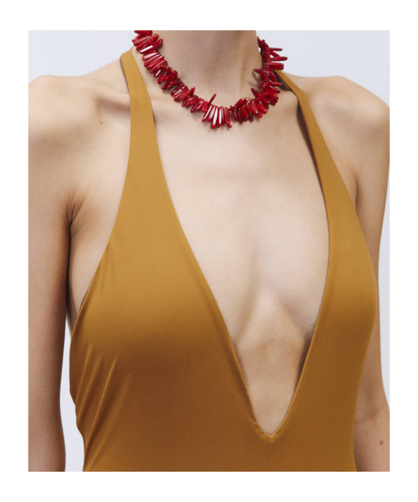 Alysi V-neck Sleeveless Swimsuit In Brown