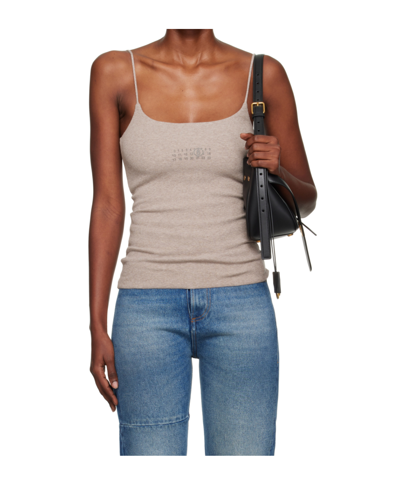 Mm6 Maison Margiela Lycra Jersey Tank Top In Brown