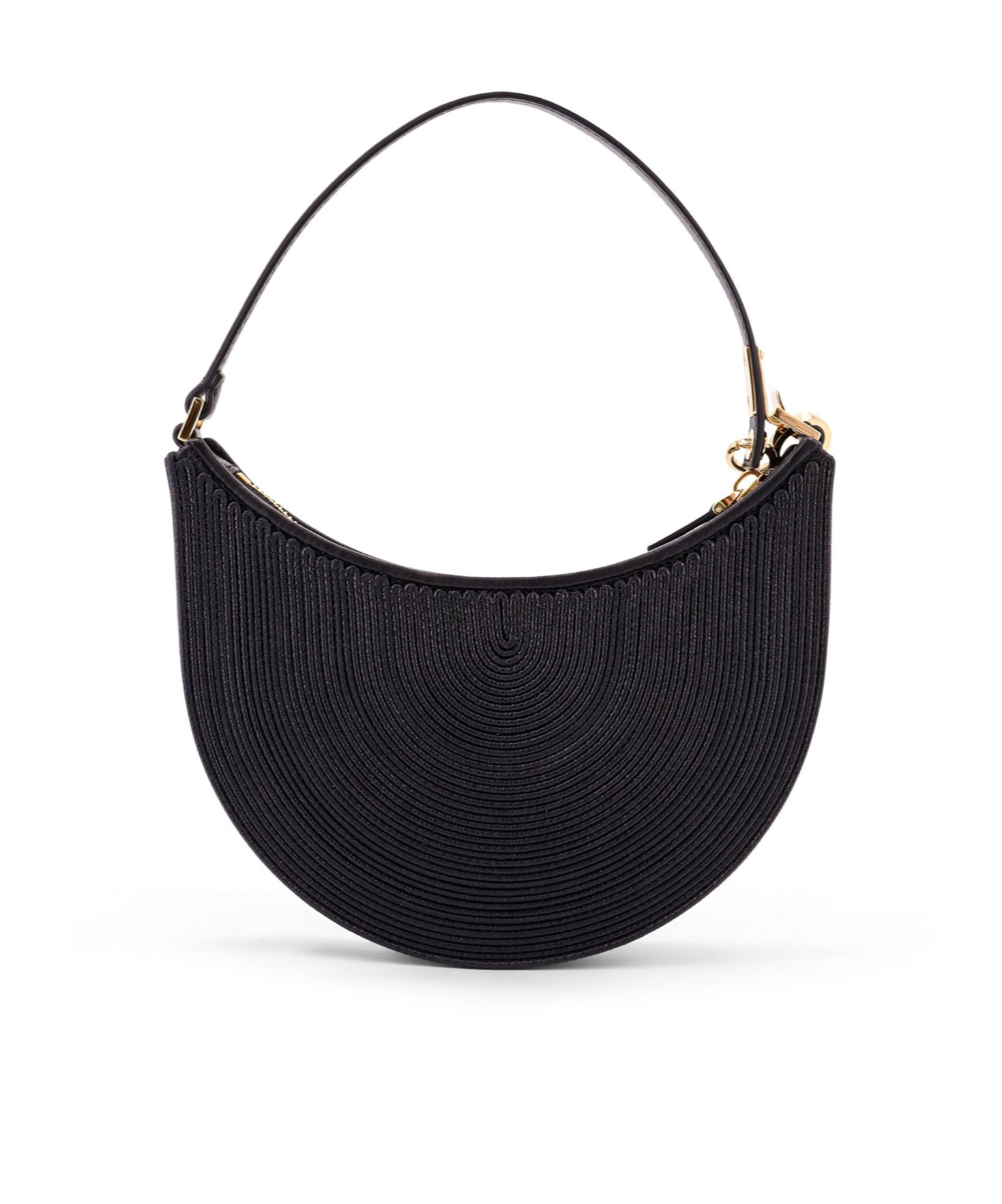 Valentino Garavani Valentino Half-moon Leather Shoulder Bag With Chain Strap In Black