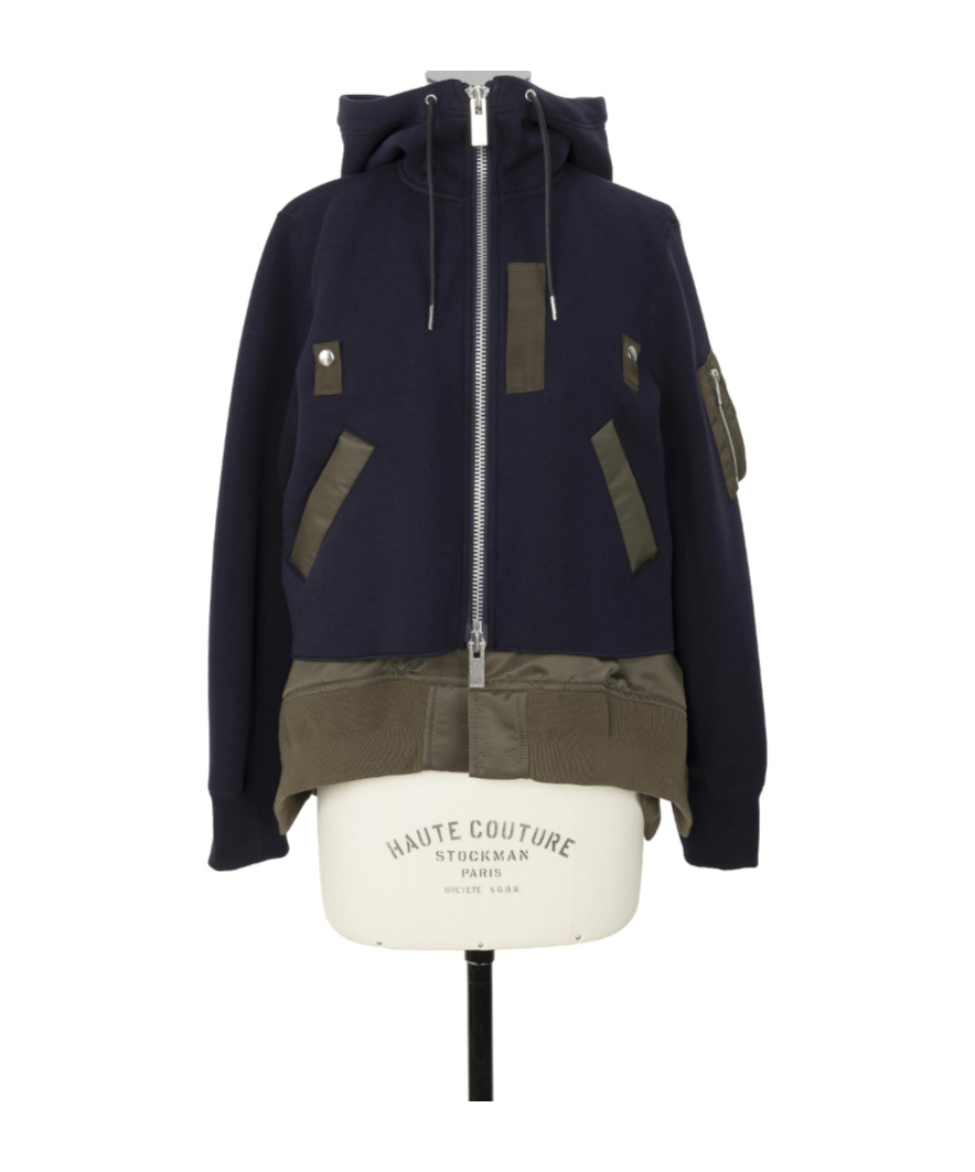 Sacai Sponge Sweat X Nylon Twill Hoodie In Black