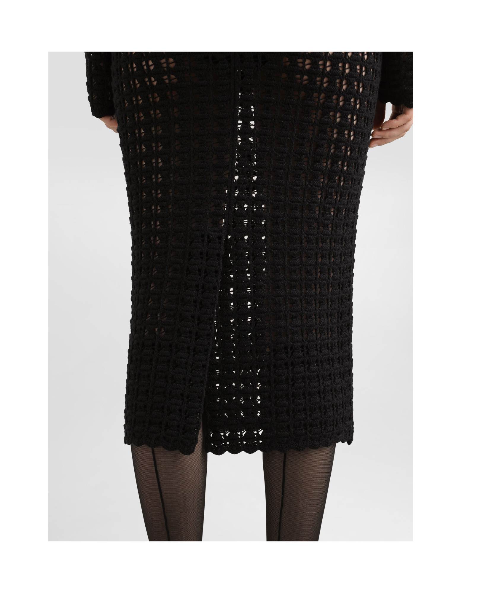 Dolce & Gabbana Central Split-hem Wool Midi Pencil Skirt In Black