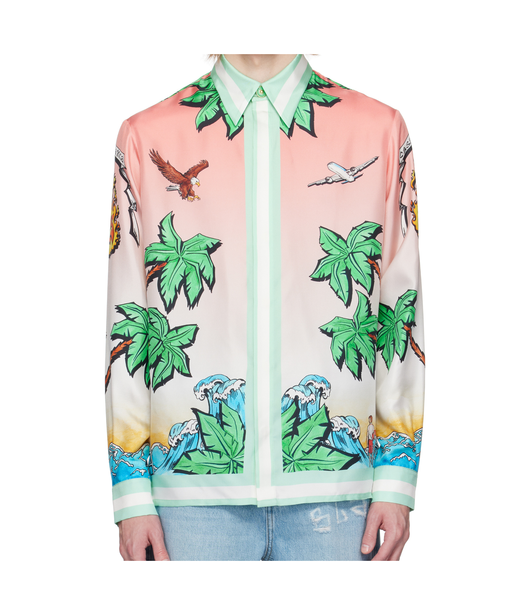 Casablanca Graphic Print Button-down Collar Chest Pocket Shirt In Multicolor