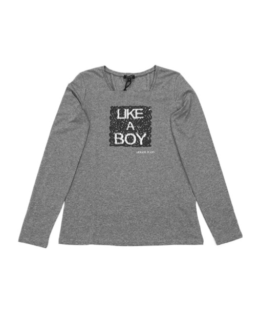 Armani Jeans Logo Long-sleeved T-shirt In Gray