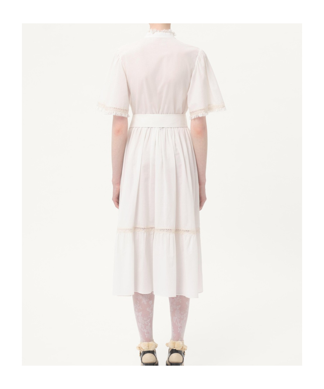 Valentino Cotton Belted Midi Dress In White