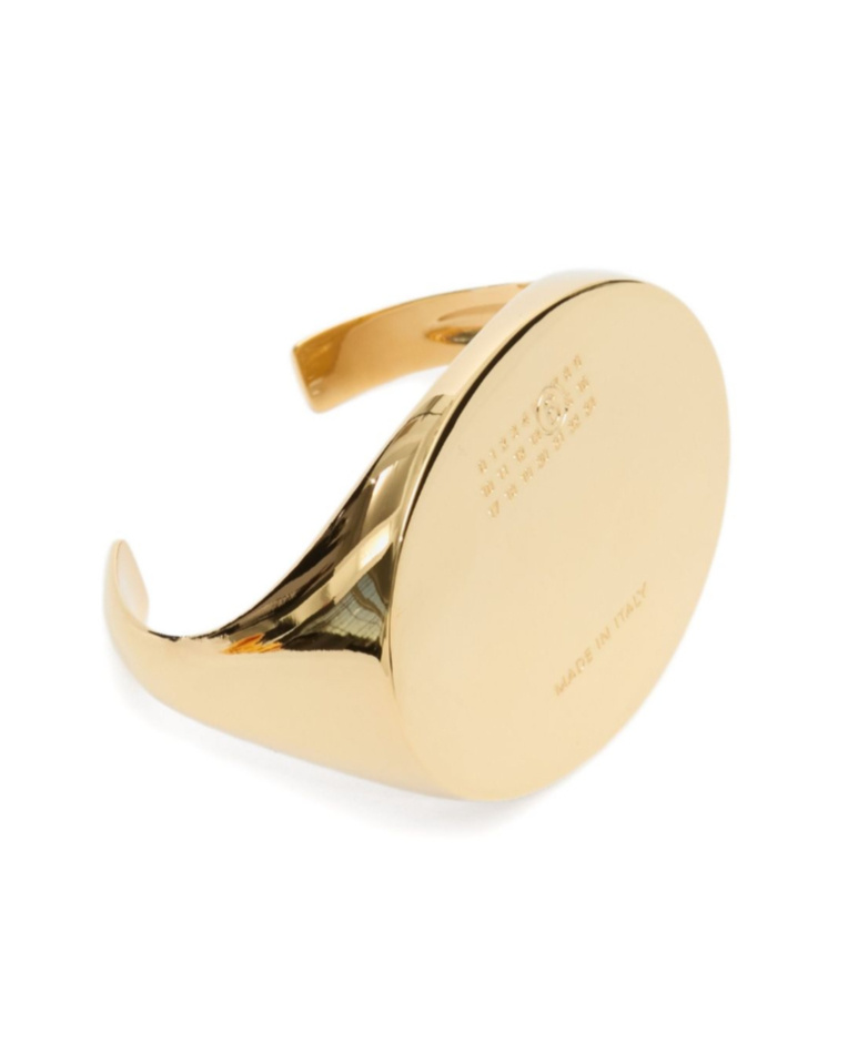 Mm6 Maison Margiela Logo-engraved Cuff Bracelet In Gold