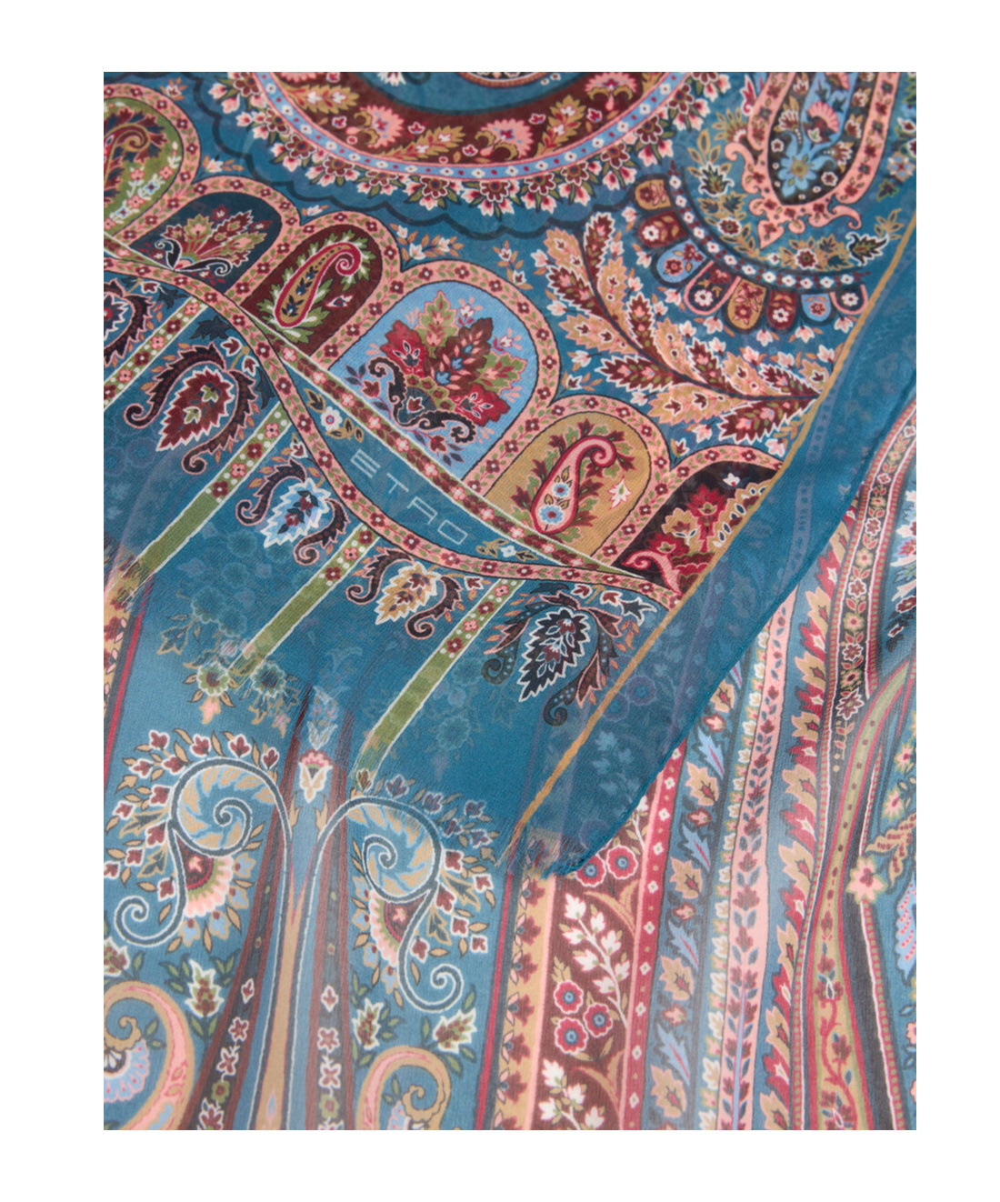 Etro Silk Scarf With Placed Print In Neutral