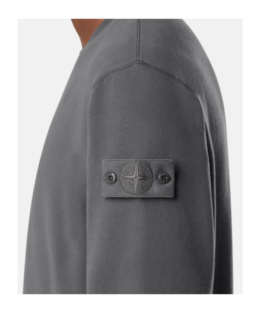 Stone Island Comfort-fit Crewneck Sweatshirt With Ribbed Trims In Gray