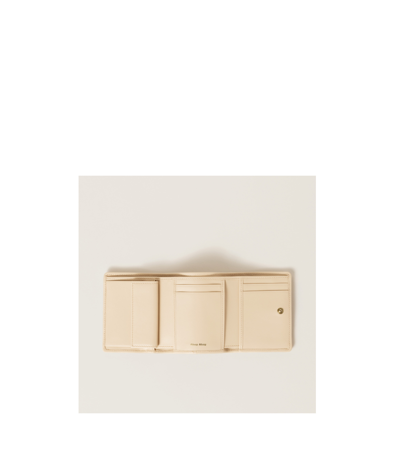 Miu Miu Small Pleated Wallet In Nude