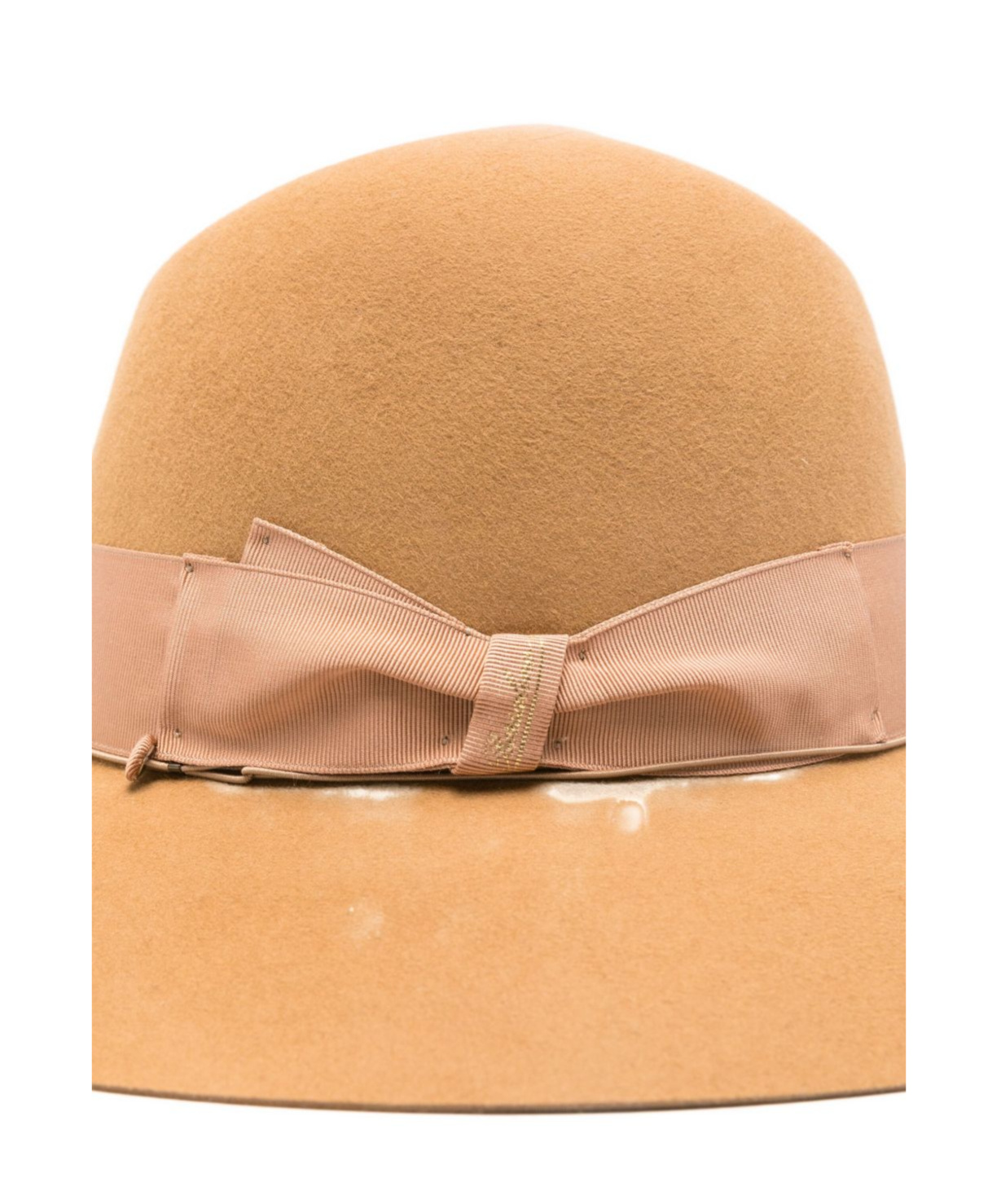 Borsalino Wide Brim Wool Hat With Bow Detail In Orange