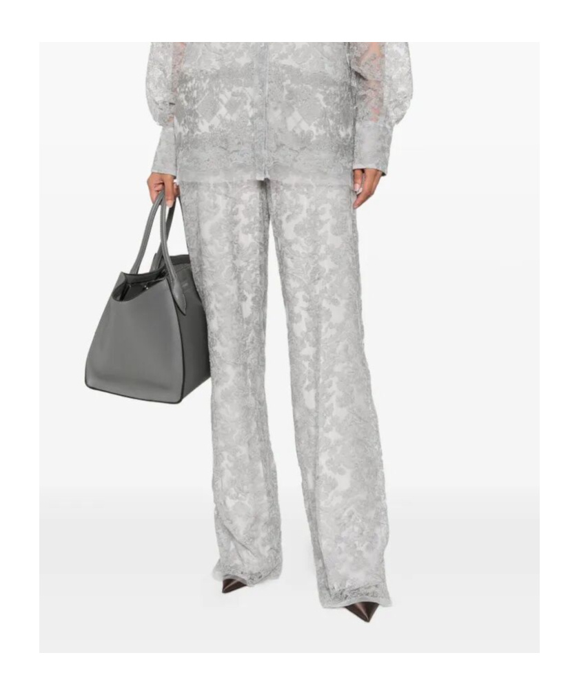 Ermanno Scervino Floral-lace Trousers In Gray