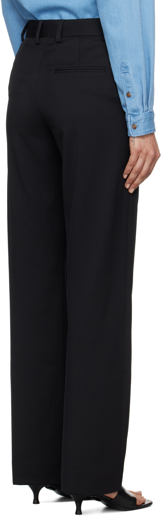 Filippa K Black High Waist Bootcut Trousers In Black