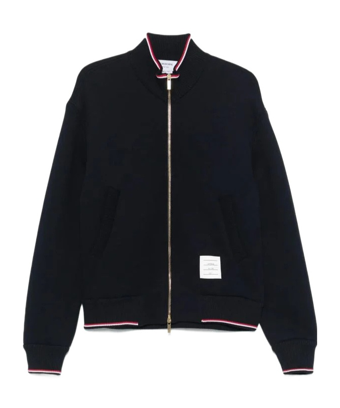 Thom Browne Chunky Loopback Jacket With Rwb Tipping Stripe In Black