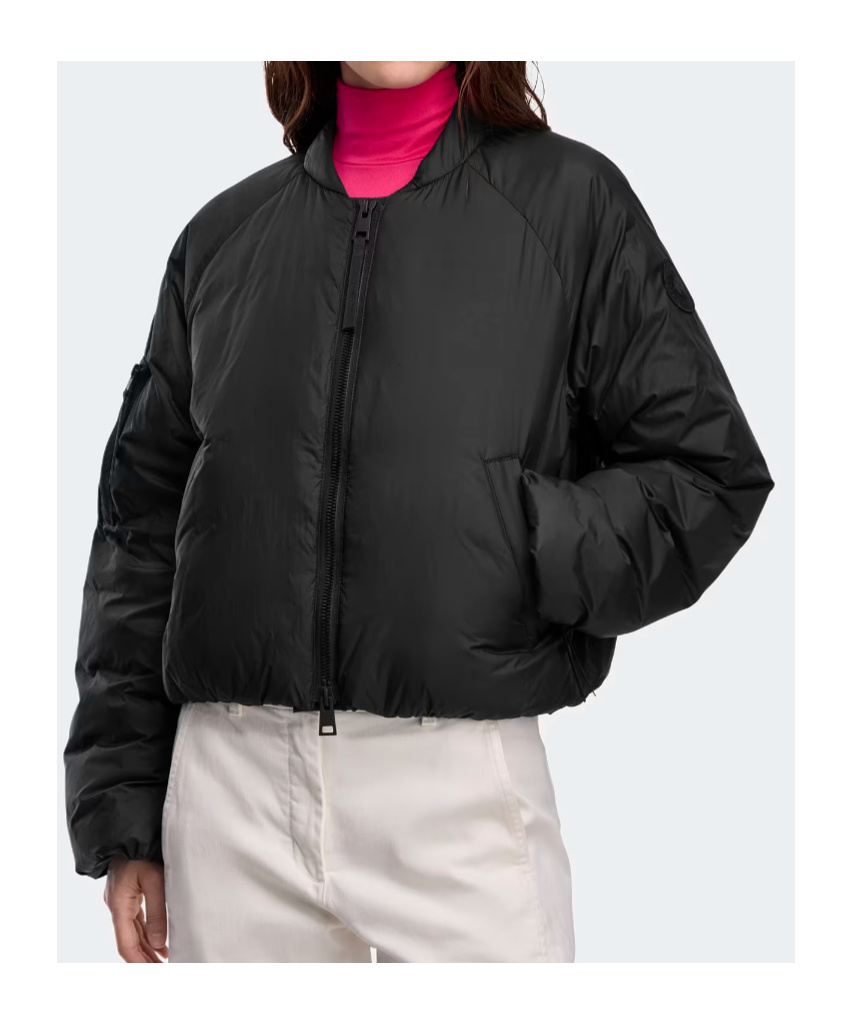 Canada Goose Cropped Lightweight Quilted Bomber Jacket In Black