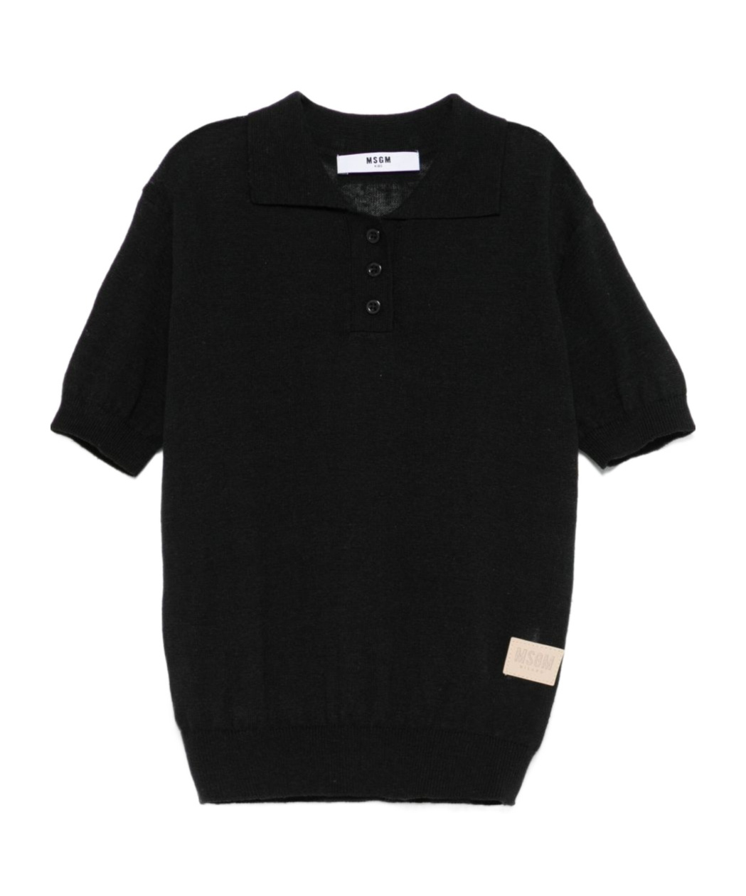 Msgm Fine-knit Polo Shirt In Black