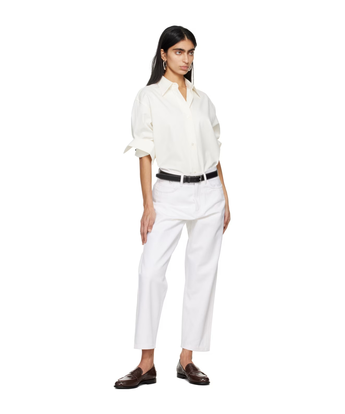 Studio Nicholson Belt-strap Jeans In White
