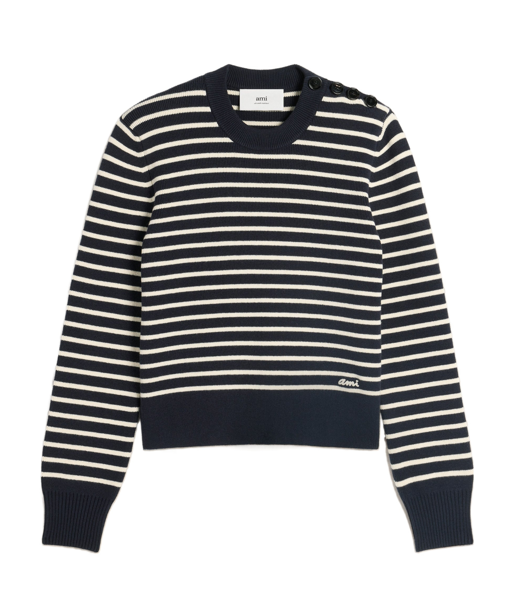 Shop Ami Alexandre Mattiussi Ami Alexandre Matiussi Striped Crewneck Sailor Jumper In Black