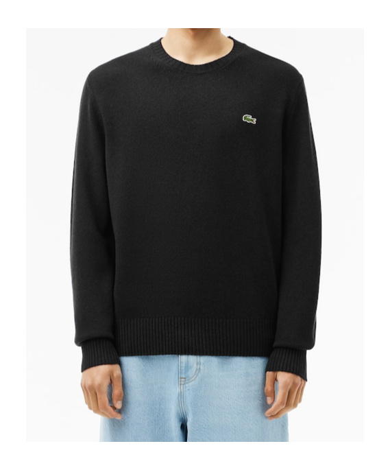Lacoste Mens Crew Neck Fleece Sweatshirt In Black