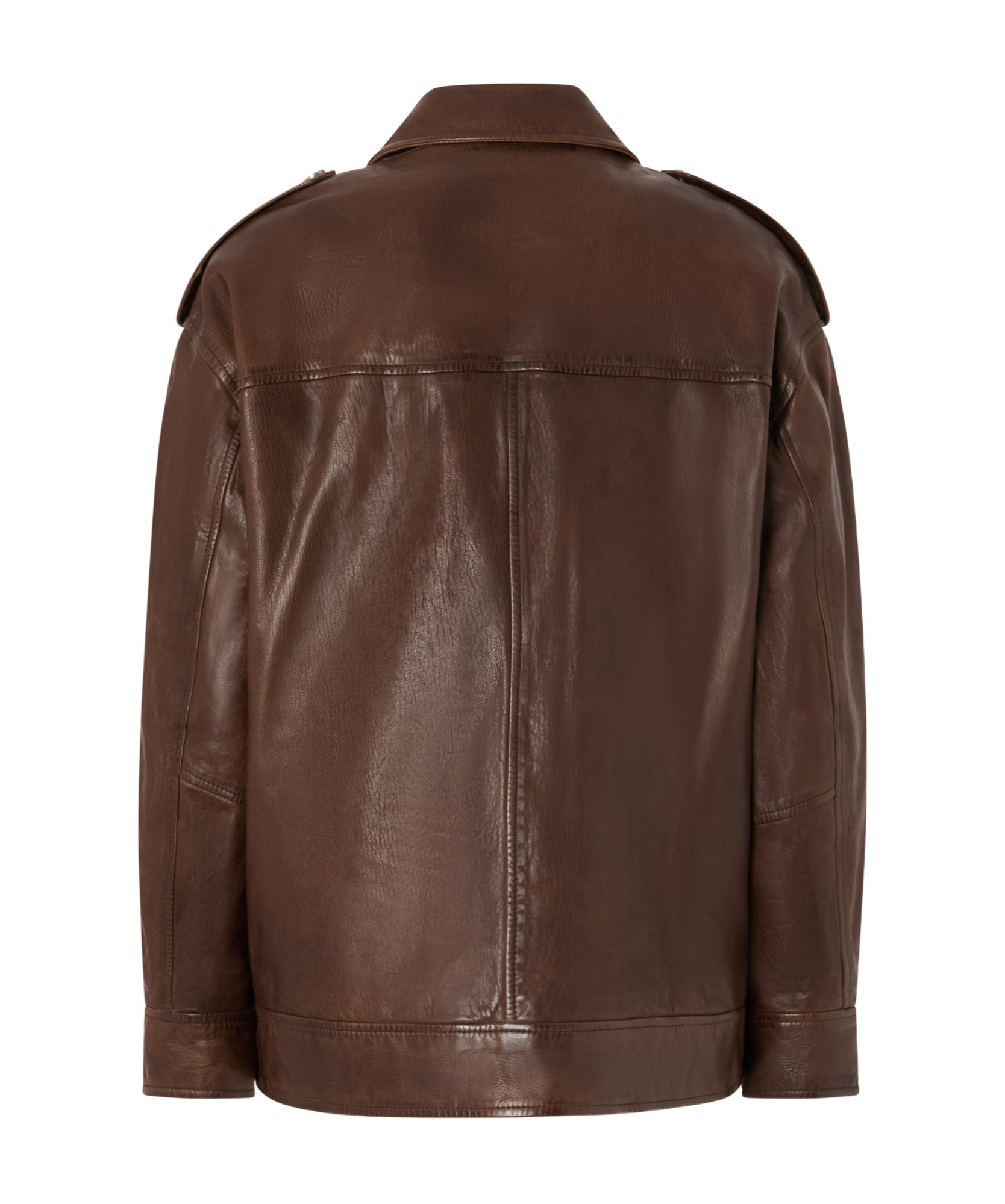 Pinko Washed Leather Jacket With Collar In Brown