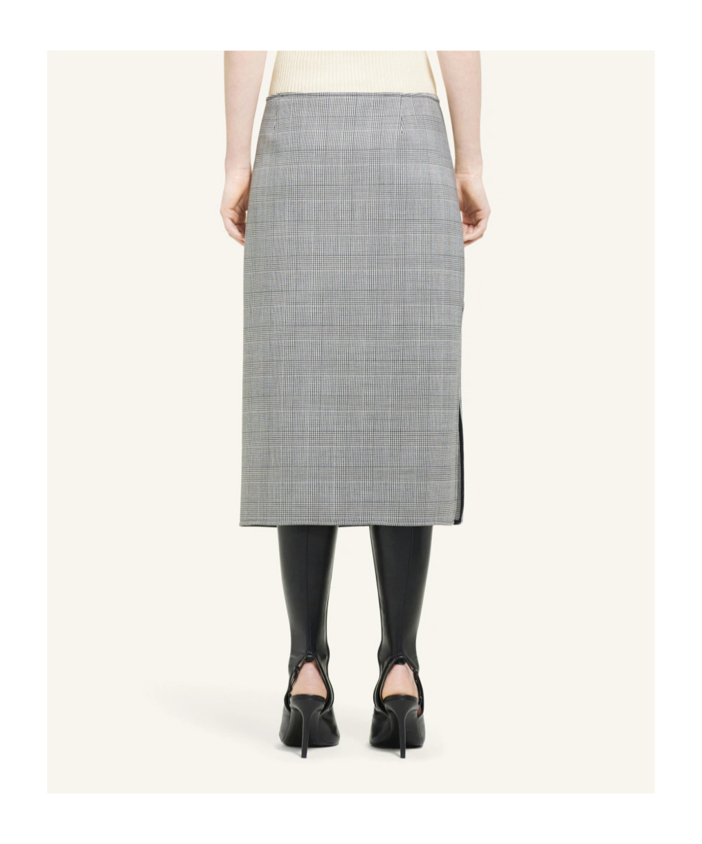 Courrèges Twill Houndstooth Skirt In Gray