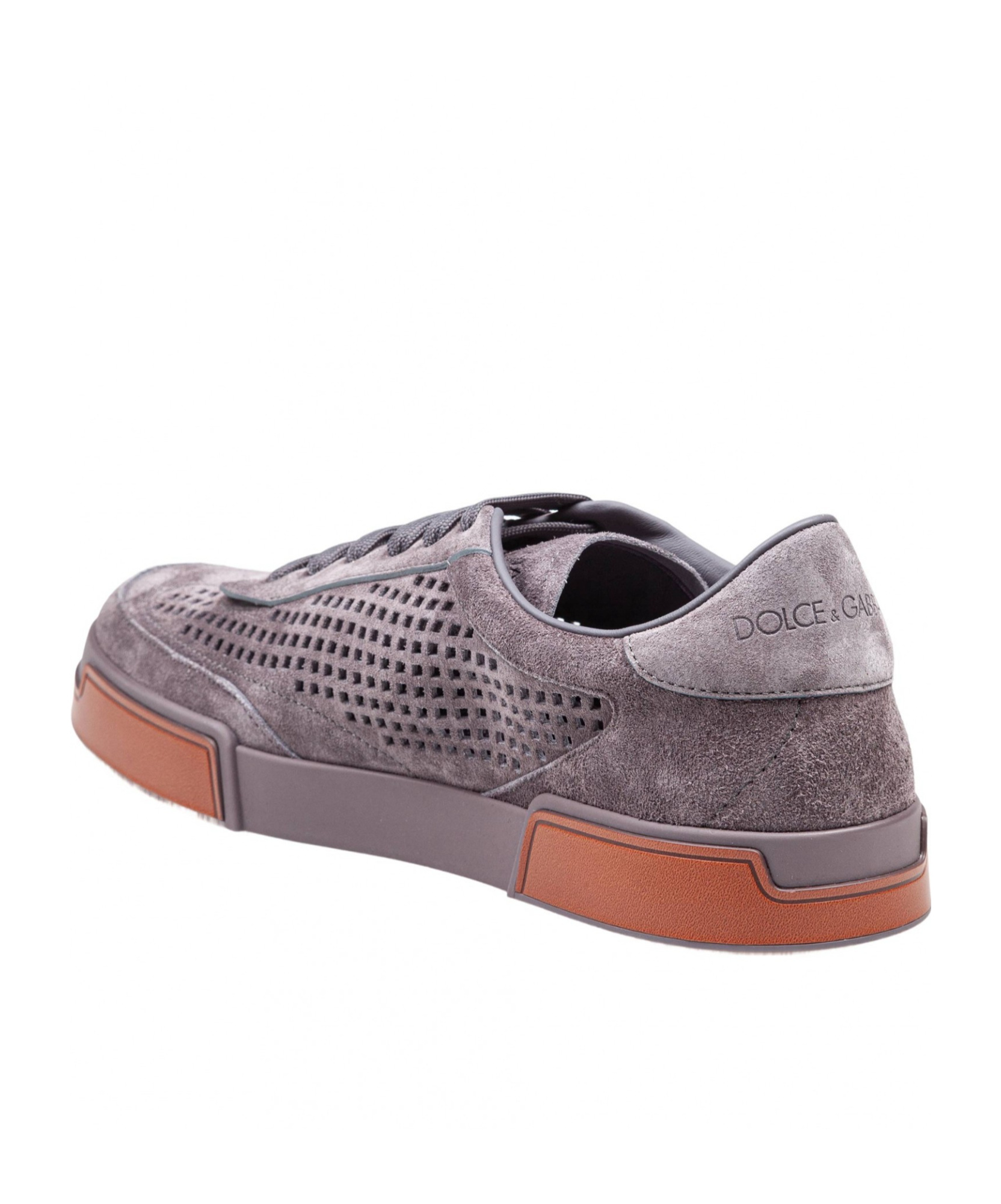 Dolce & Gabbana Portofino Yacht Perforated Distressed Suede Sneakers In Gray