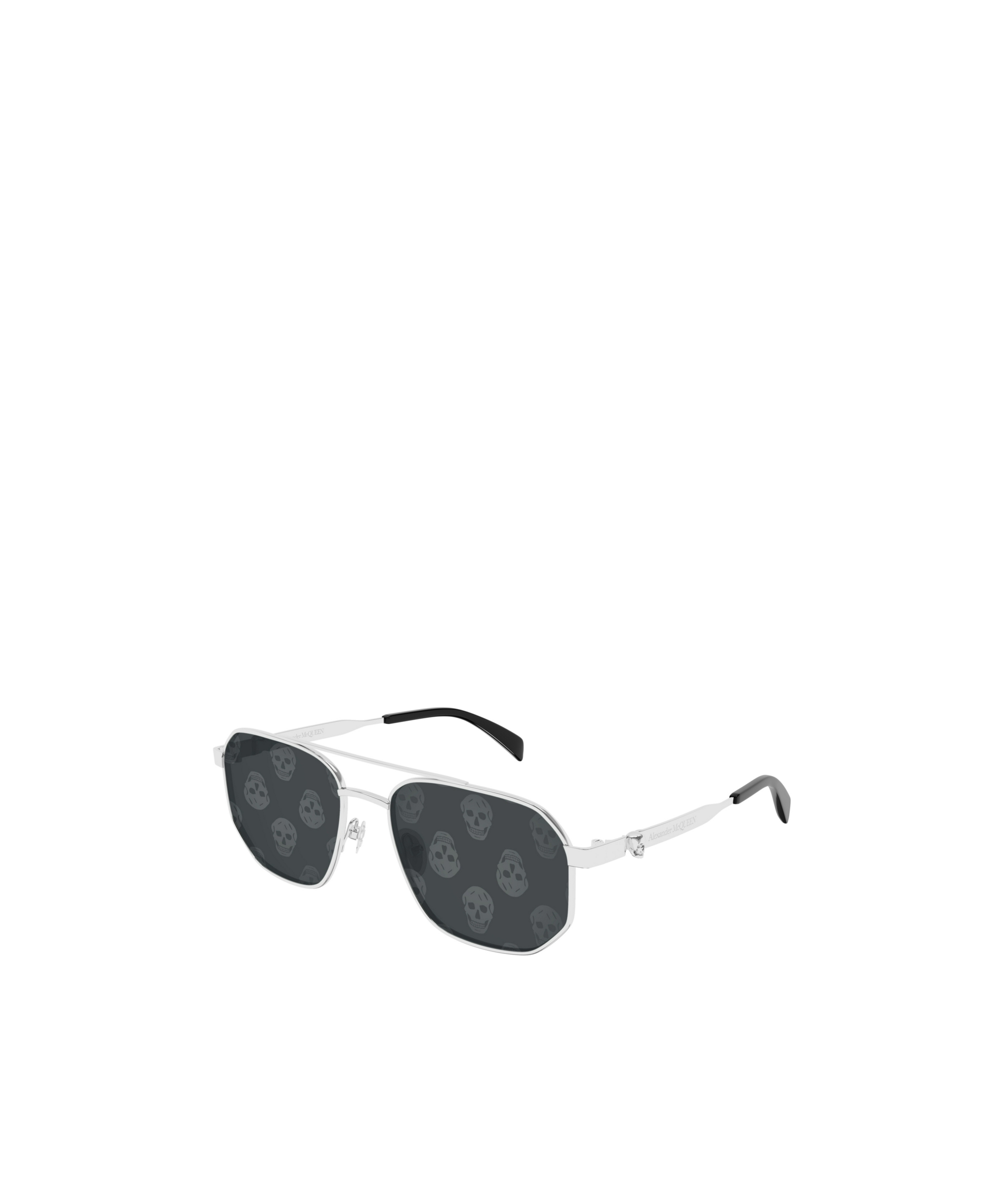 Alexander Mcqueen Skull-print Pilot-frame Sunglasses In Black
