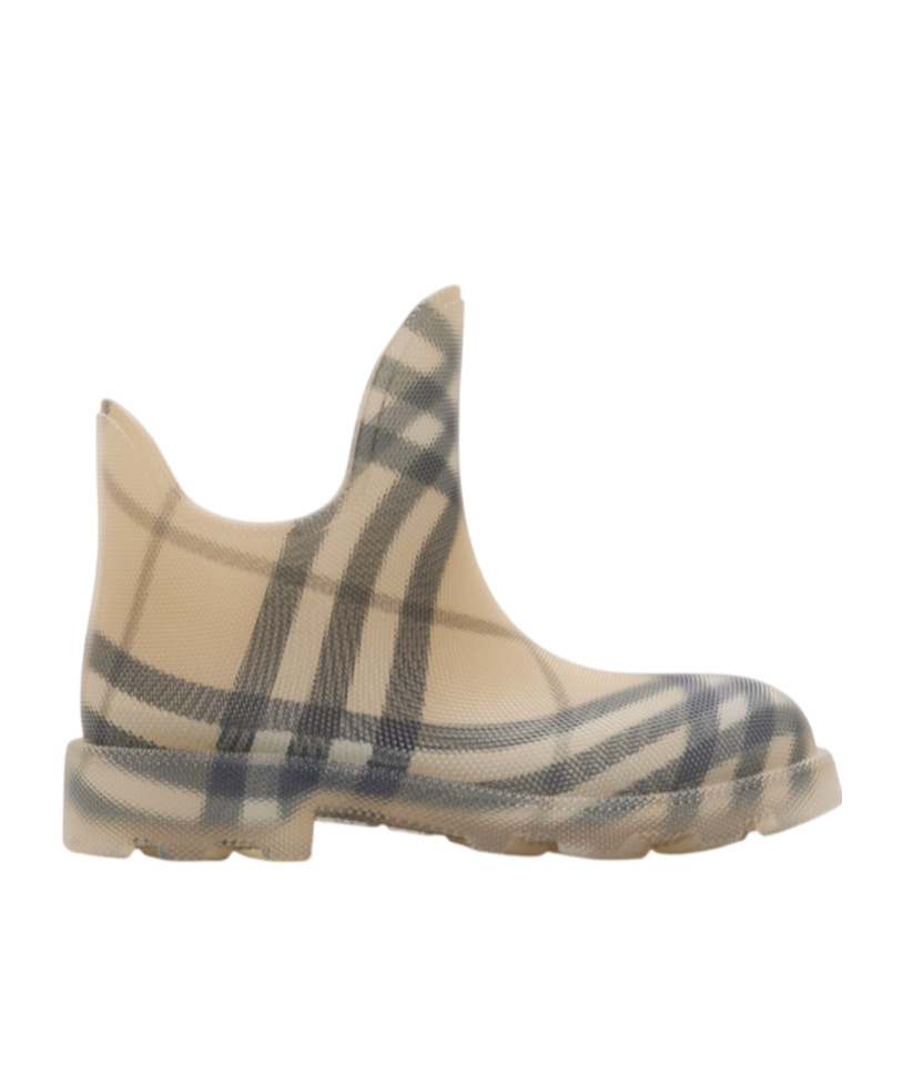 Burberry Beige Printed Rubber Ankle Boots In Nude