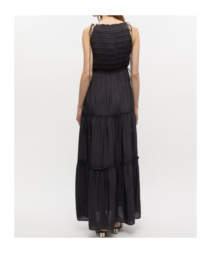 Ganni Gesmoktes Maxikleid Mit Schleifenverschluss In Black