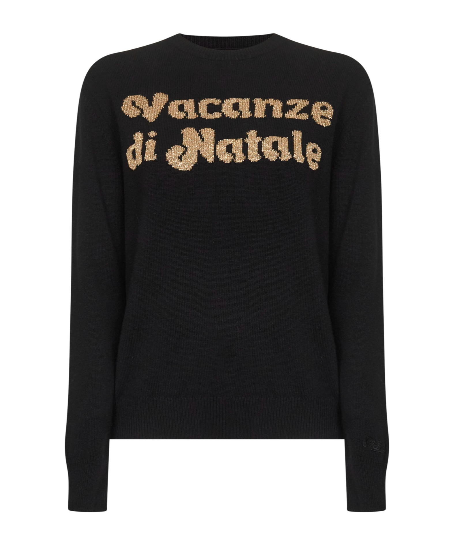 Mc2 Saint Barth Jacquard Wool Blend New Queen Sweater In Black