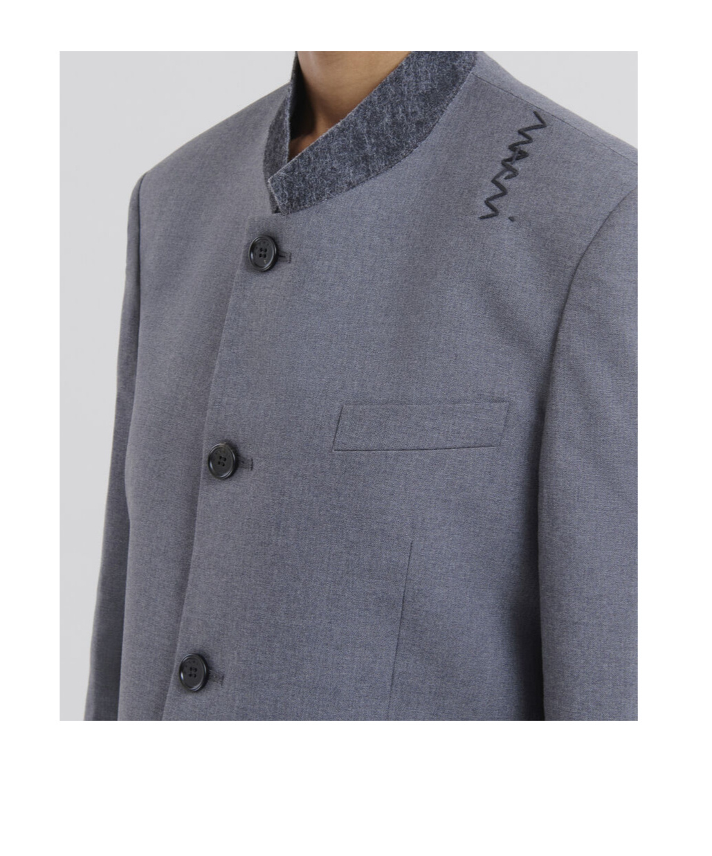 Marni Felt-trimmed Frayed Embroidered Wool Jacket In Gray