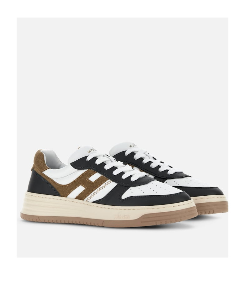 Hogan Smooth Leather And Suede H630 Sneakers Shoes In Multicolor
