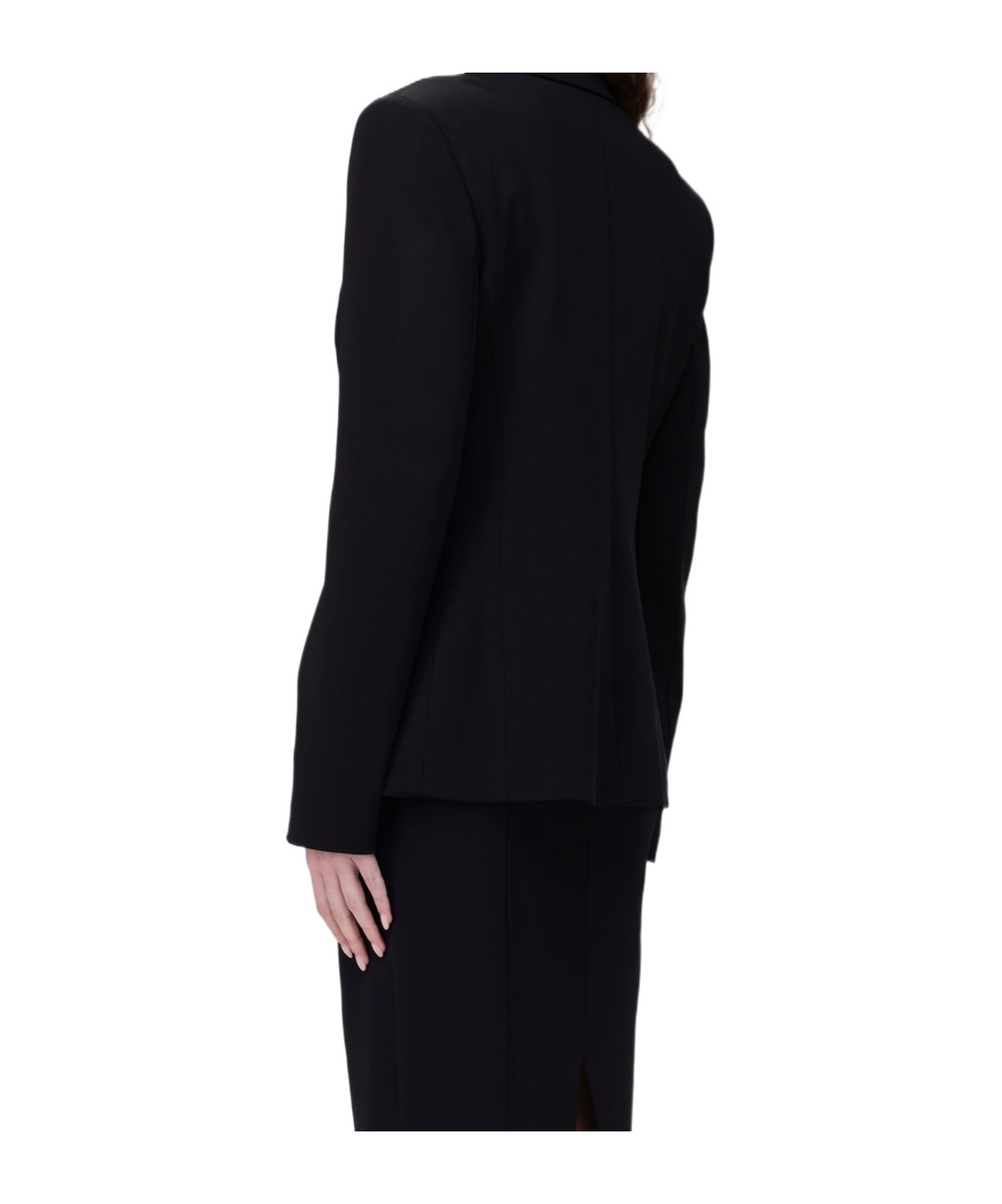 Pinko Double-breasted Blazer With Geometric Cuff Embellishments In Black