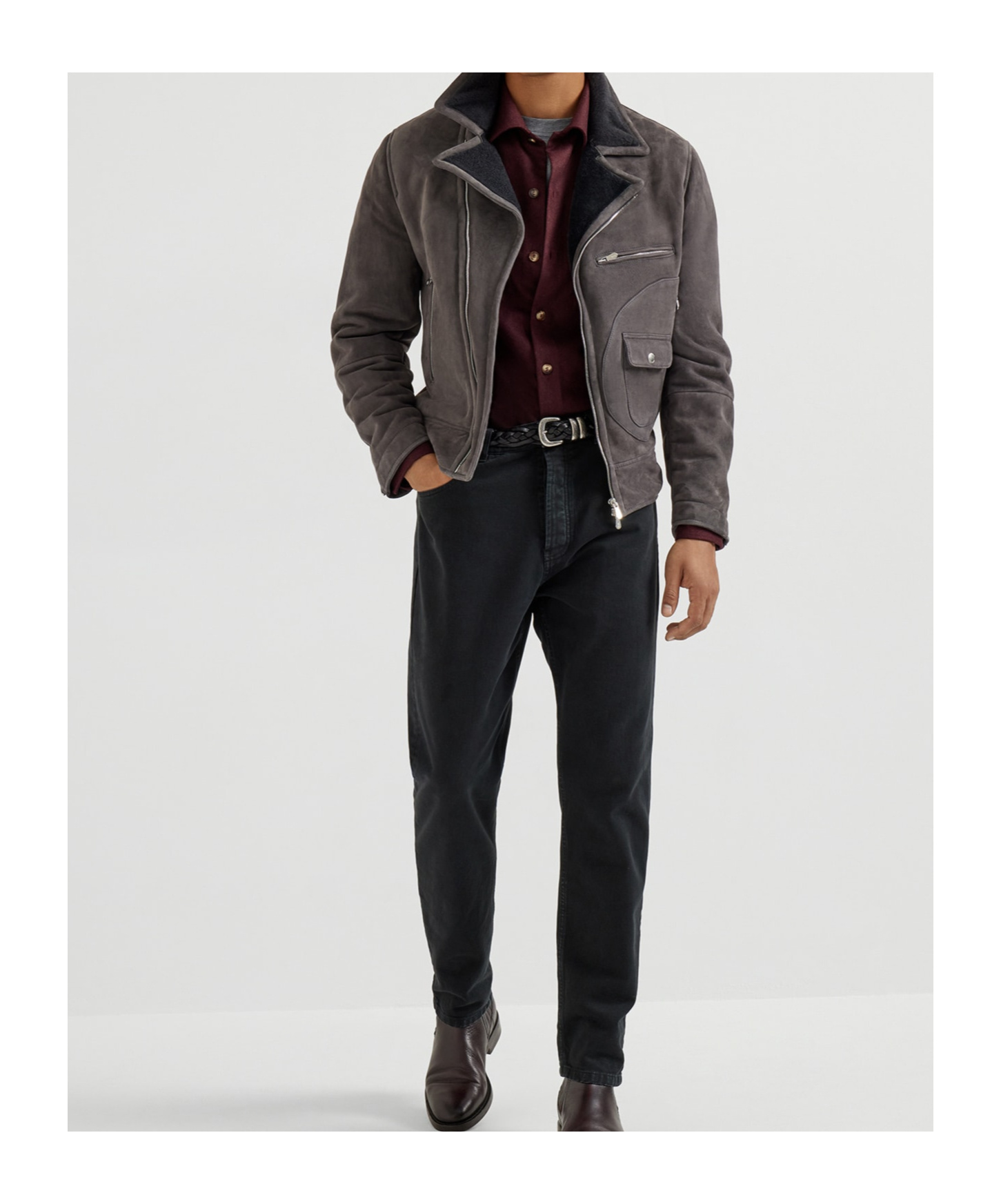 Brunello Cucinelli Long Sleeve Shirt Featuring Chest Pockets In Brown
