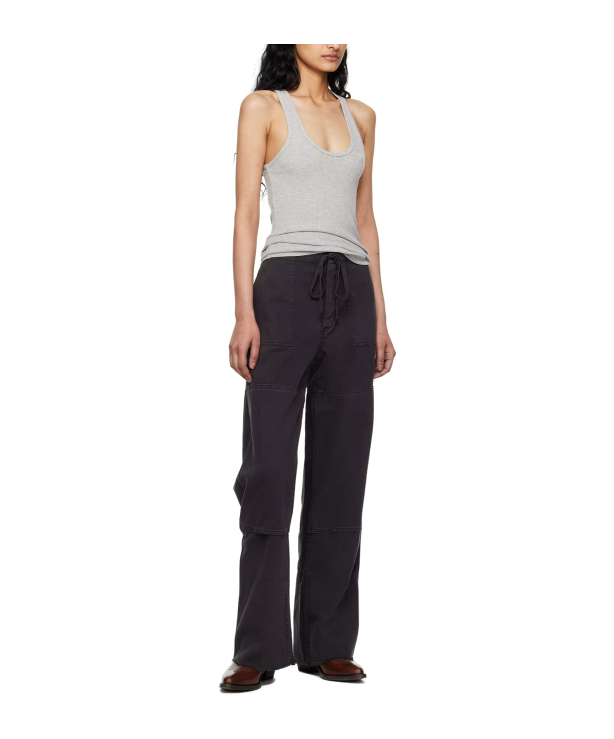 Re/done Paneled Denim Wide-leg Pants In Black