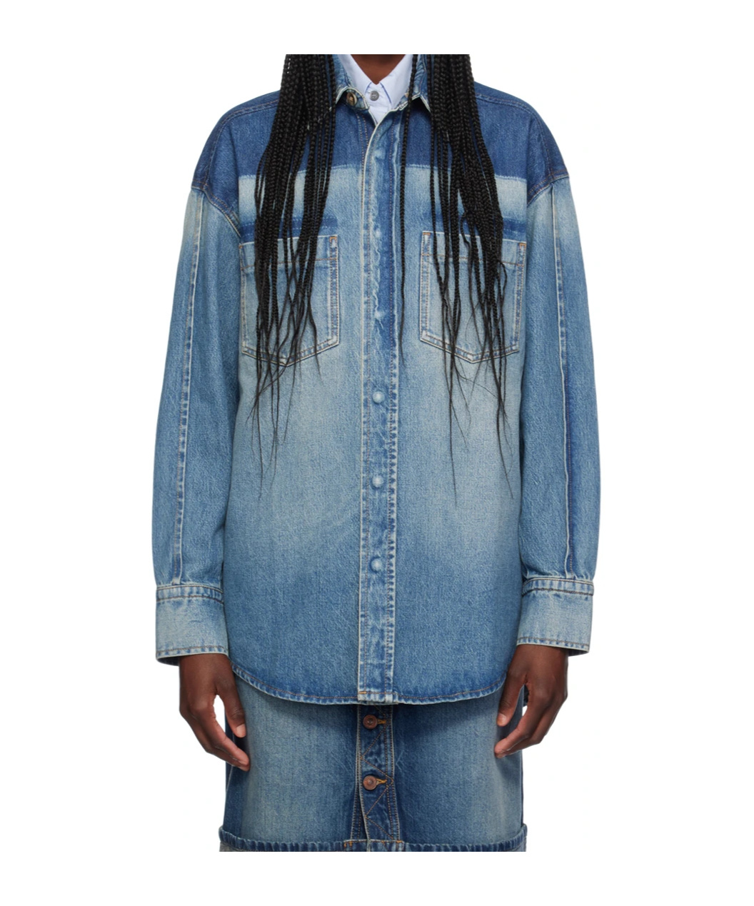Victoria Beckham Women Camicia In Denim Schiarito In Blue