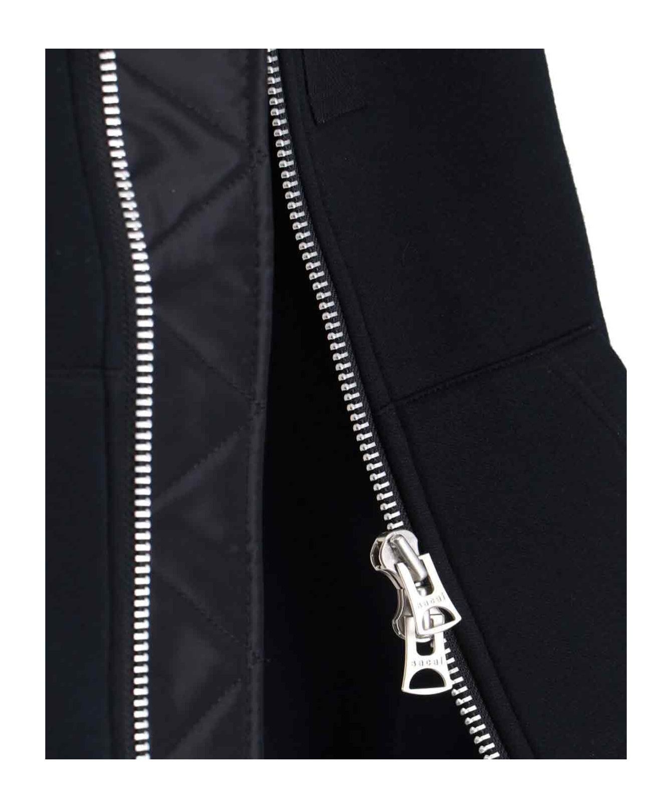 Sacai Hooded Zip-up Sweatshirt In Blue