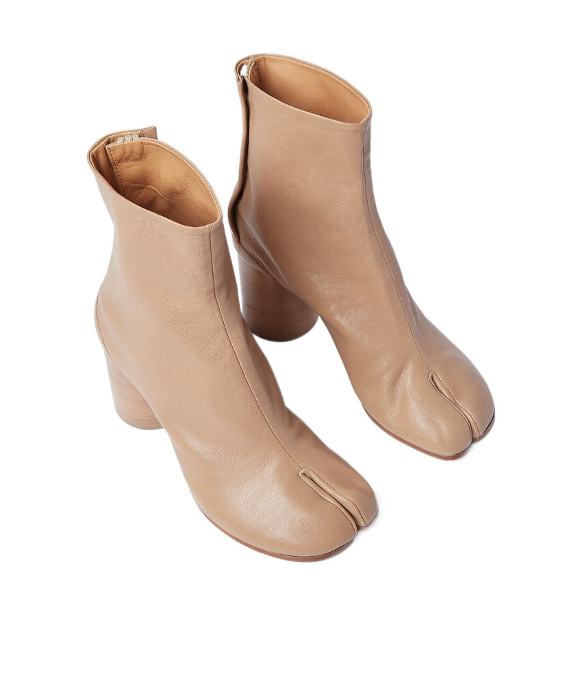 Maison Margiela Tabi Leather Ankle Boots In Nude