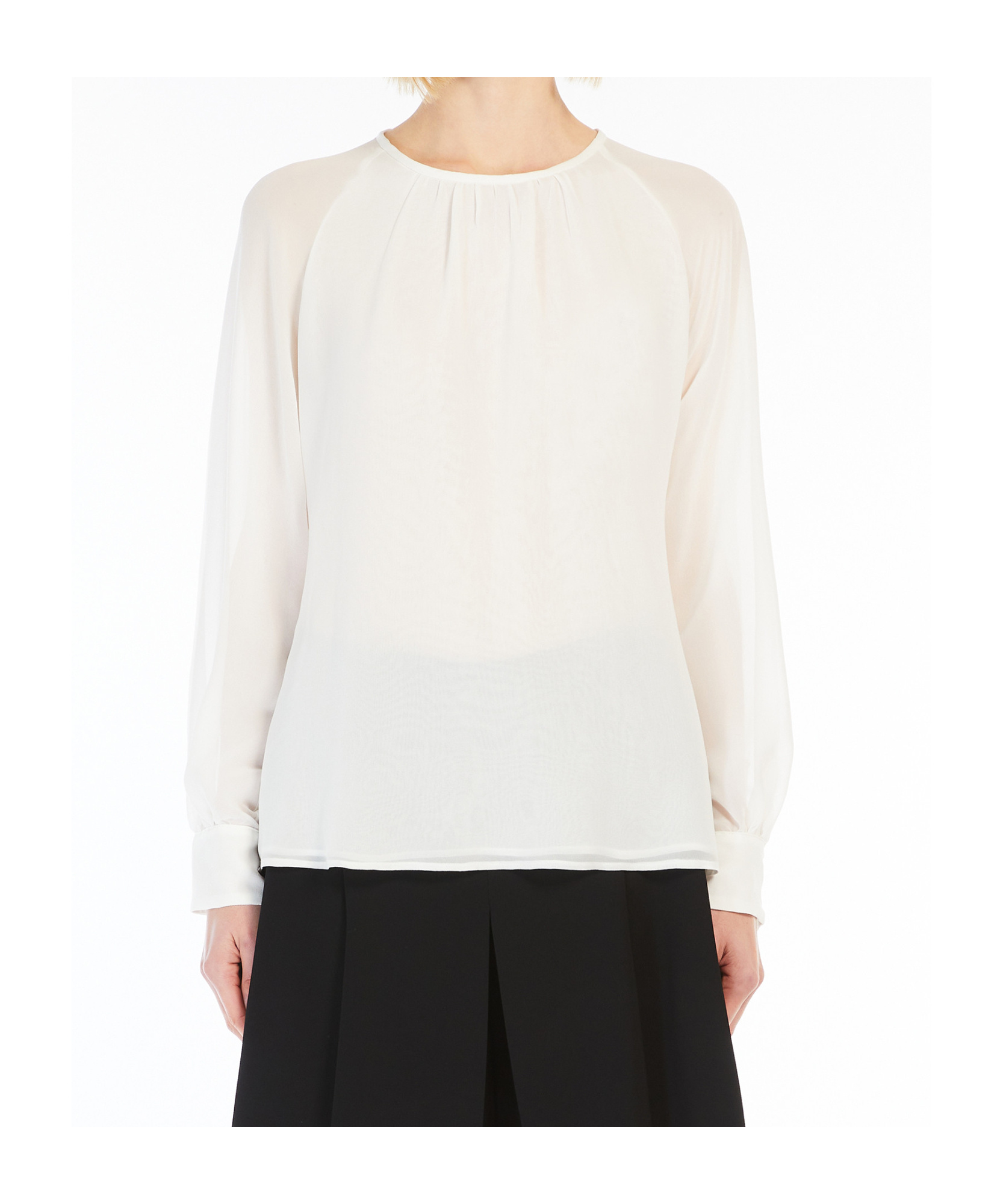 Max Mara Studio Crewneck Long-sleeved Top In White