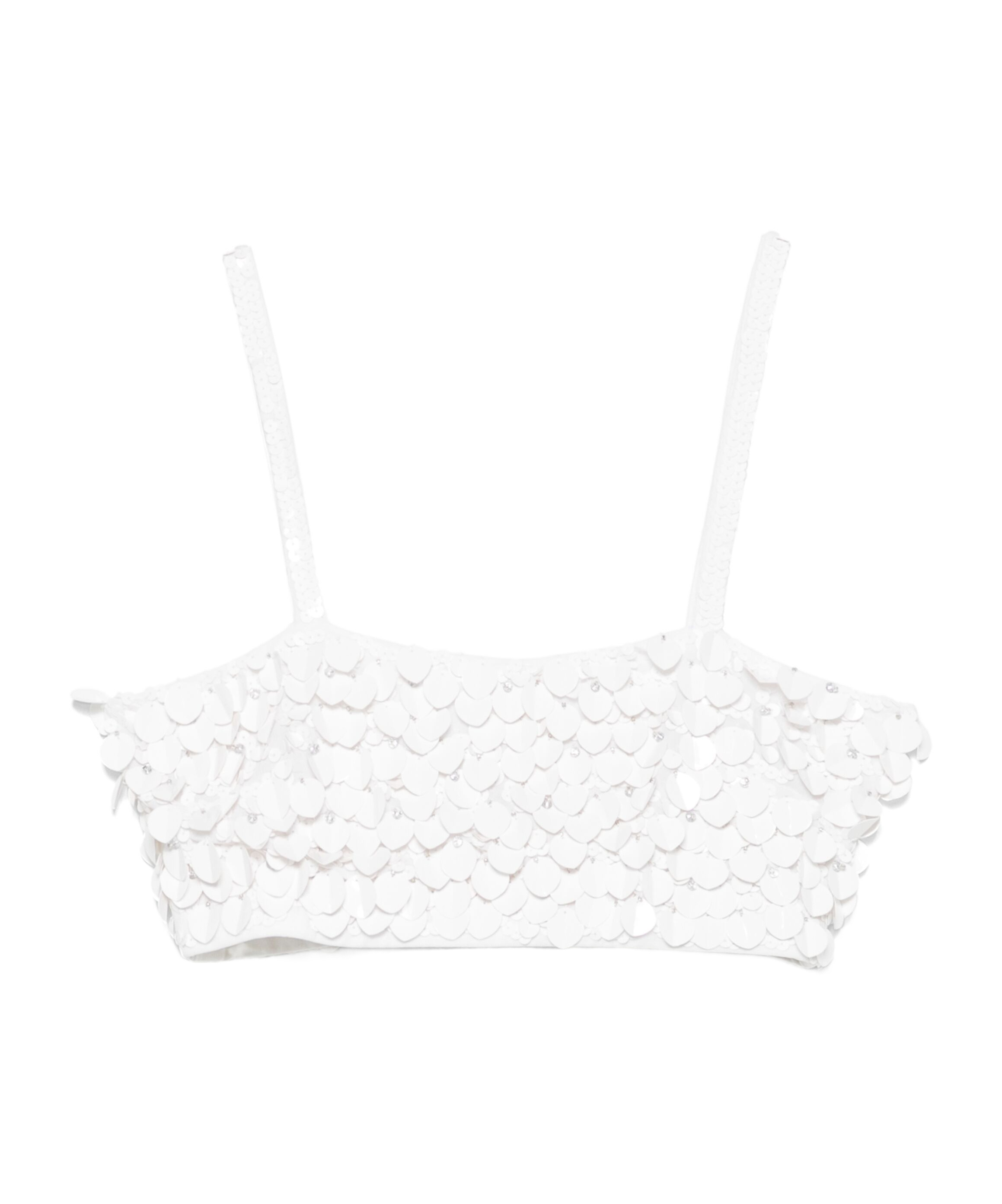 Shop P.a.r.o.s.h Paillette-embellished Top In White