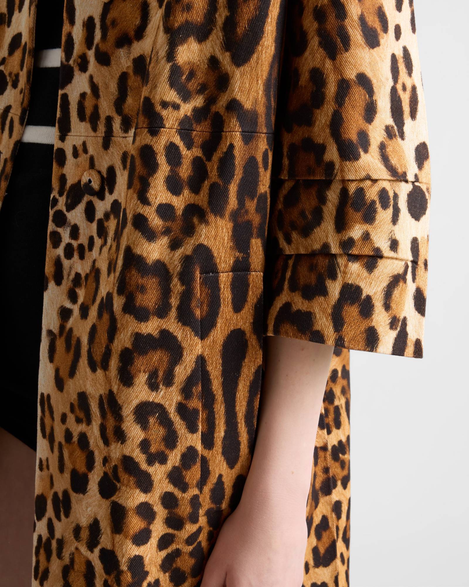Prada Leopard Print Overcoat In Brown