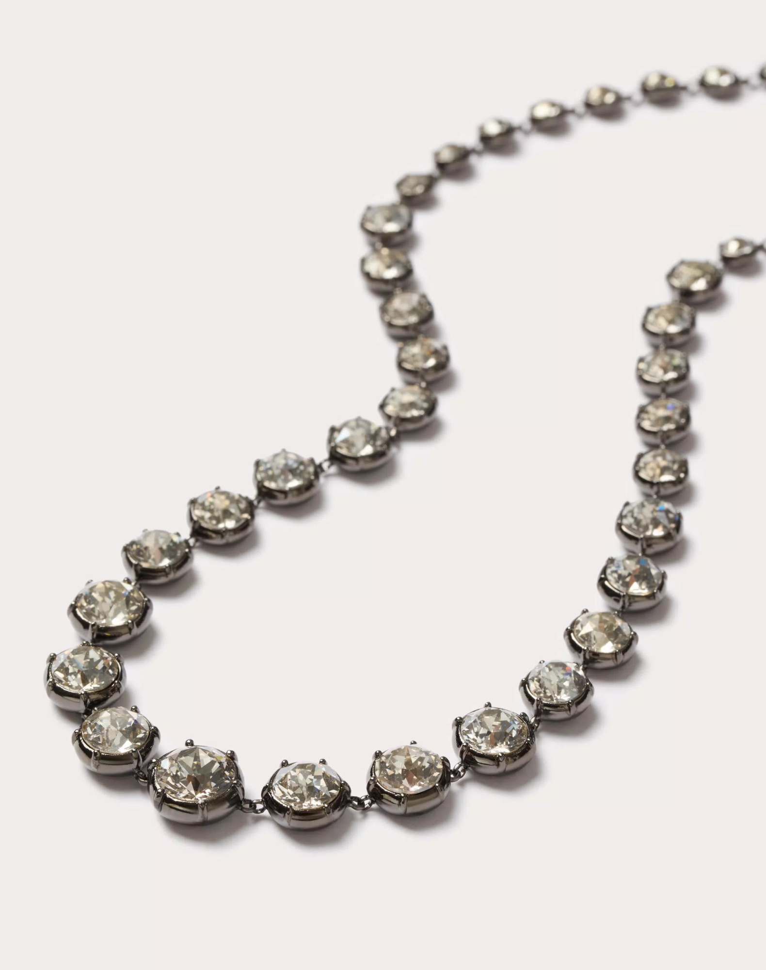 Valentino Vlogo Crystal Necklace In Gray
