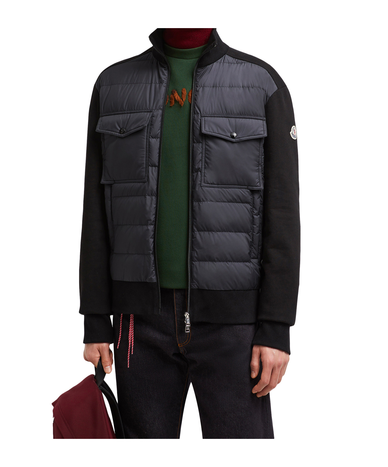 Moncler Long-sleeved Down Jacket In Black