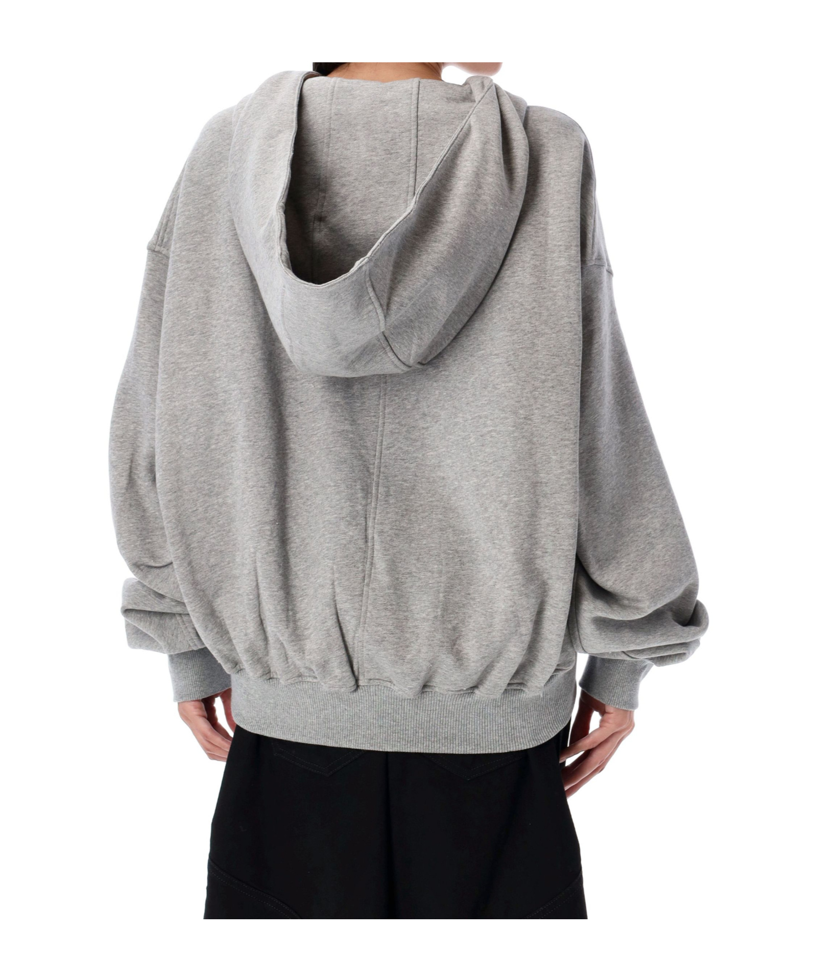 Attico Gray/beige Melange Loose Hoodie With Zip In Gray