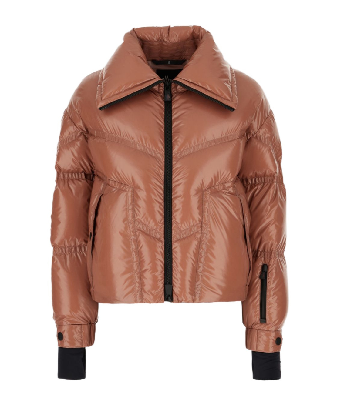 Moncler Puffer Design High Collar Down Jacket In Brown